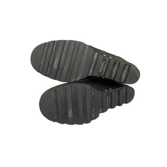 Sorel‎ Lea Joan of Arctic Wedge Ankle Boot Black Leather Pull On Womens Size 11 - Picture 7 of 9